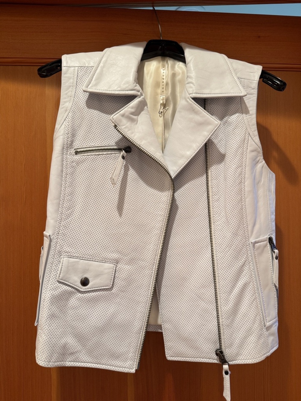 NWT-Truth and Pride White Perforated Leather Moto Vest